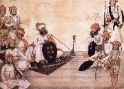 unknow artist Thakur Daulat Singh,His Minister,His Nephew and Others in a Council USA oil painting artist